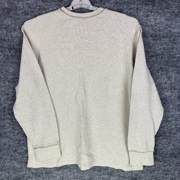 Northwest Men's T Shirt XLT, Beige, Thermal Waffle Knit, Long Sleeve Crewneck - Picture 7 of 9